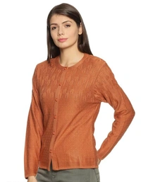 Clapton Acrylic Blend Round Neck Full Sleeve Casual Solid Winter Wear Cardigans For Women - XXXL